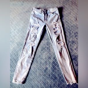 American Eagle Skinny Ripped Light Wash Jeans